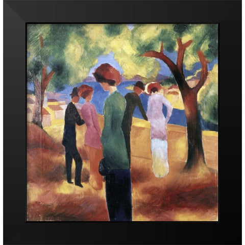Lady in a Green Jacket Black Modern Wood Framed Art Print by Macke, August