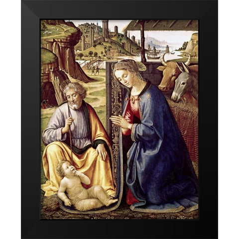The Birth of Christ Black Modern Wood Framed Art Print by Mainardi, Sebastiano