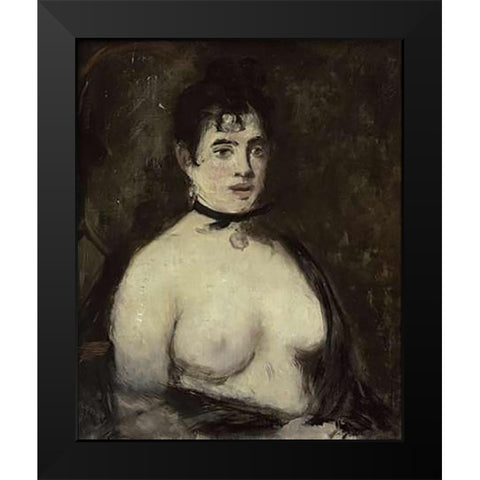 La brune aux seins nus, 1872 Black Modern Wood Framed Art Print by Manet, Edouard