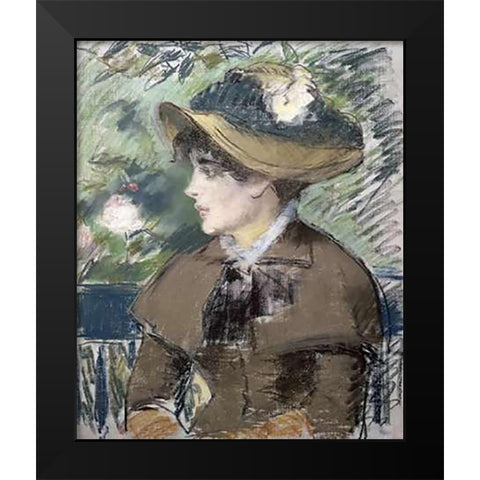 On the Bank Black Modern Wood Framed Art Print by Manet, Edouard
