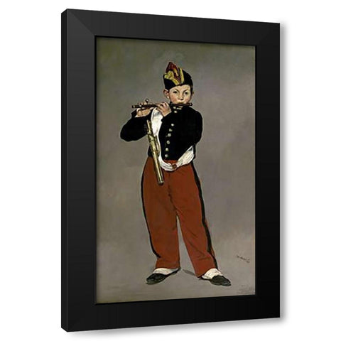 The Fifer Black Modern Wood Framed Art Print by Manet, Edouard
