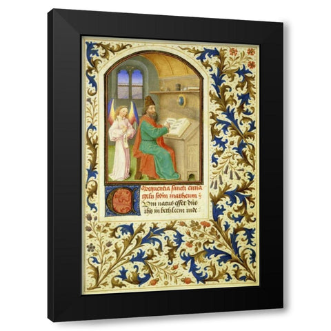 St. Matthew : Book of Hours - Detail Black Modern Wood Framed Art Print with Double Matting by Marmion, Simon