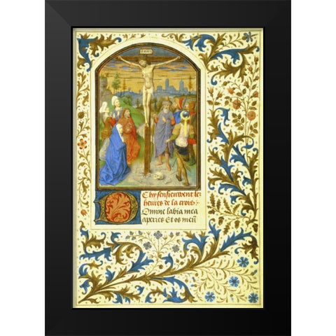 The Crucifixion : Book of Hours - Detail Black Modern Wood Framed Art Print by Marmion, Simon
