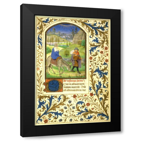 The Flight into Egypt : Book of Hours - Detail Black Modern Wood Framed Art Print with Double Matting by Marmion, Simon