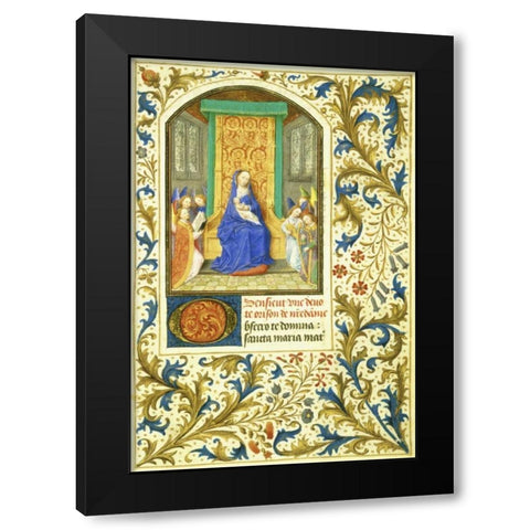 The Virgin Enthroned : Book of Hours - Detail Black Modern Wood Framed Art Print by Marmion, Simon