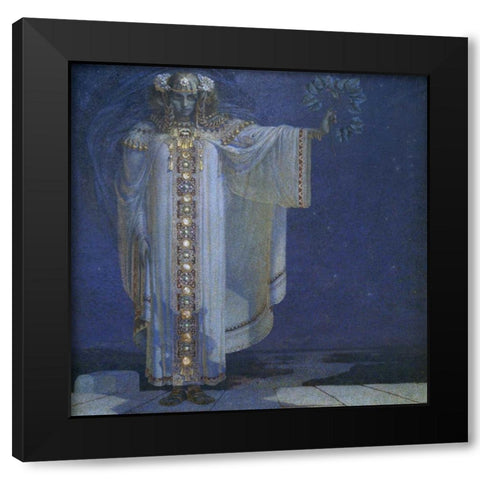 Prophetess Libusa Black Modern Wood Framed Art Print by Masek, Vitezlav Karel
