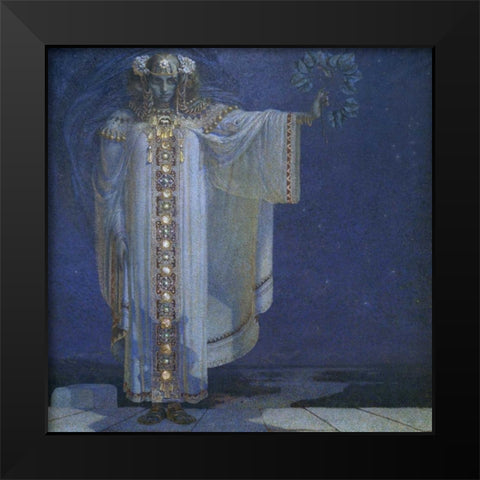 Prophetess Libusa Black Modern Wood Framed Art Print by Masek, Vitezlav Karel