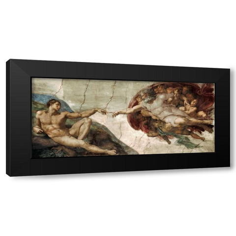 Creation of Adam - Detail Black Modern Wood Framed Art Print with Double Matting by Michelangelo