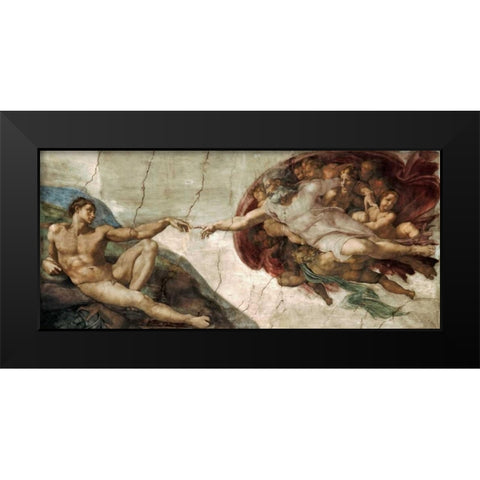 Creation of Adam - Detail Black Modern Wood Framed Art Print by Michelangelo