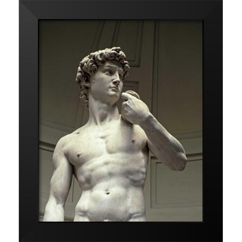 David - Detail II Black Modern Wood Framed Art Print by Michelangelo