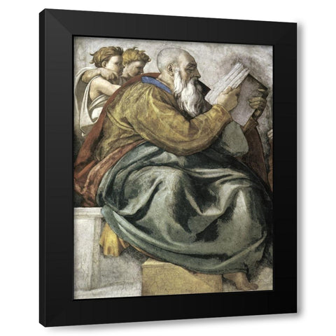 The Prophet Zechariah Black Modern Wood Framed Art Print with Double Matting by Michelangelo