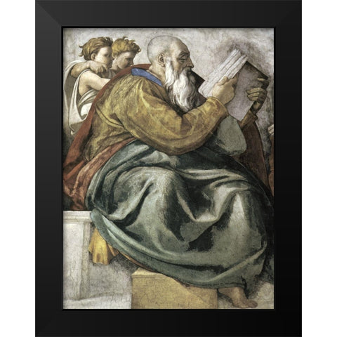 The Prophet Zechariah Black Modern Wood Framed Art Print by Michelangelo