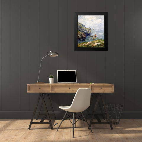 Foggy Time, Brizellec, Finistere Black Modern Wood Framed Art Print by Moret, Henry