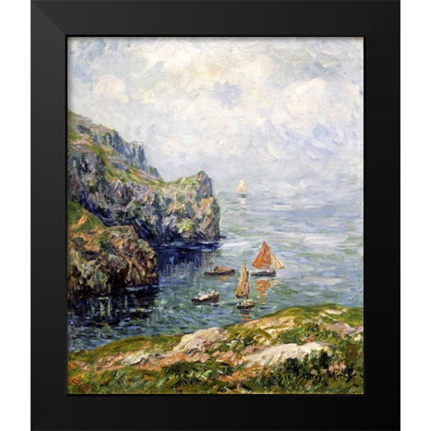 Foggy Time, Brizellec, Finistere Black Modern Wood Framed Art Print by Moret, Henry