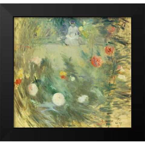 Nourrice Au Fond DUn Jardin Black Modern Wood Framed Art Print by Morisot, Berthe
