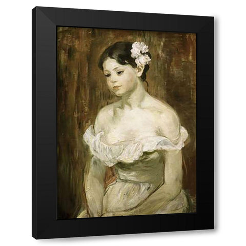 Portrait of a Young Girl Black Modern Wood Framed Art Print by Morisot, Berthe