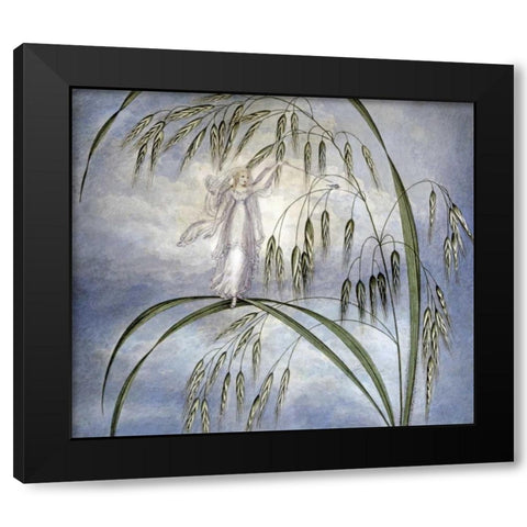 A Fairy Waving Her Wand Standing Among Blades of Grass Black Modern Wood Framed Art Print with Double Matting by Murray, Amelia Jane