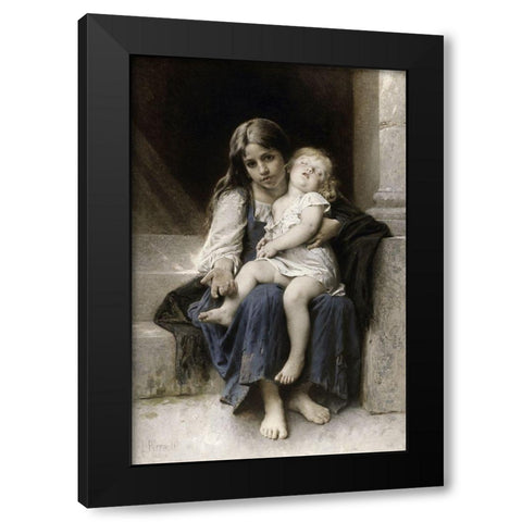 Sisters Black Modern Wood Framed Art Print by Perrault, Leon Jean Basile