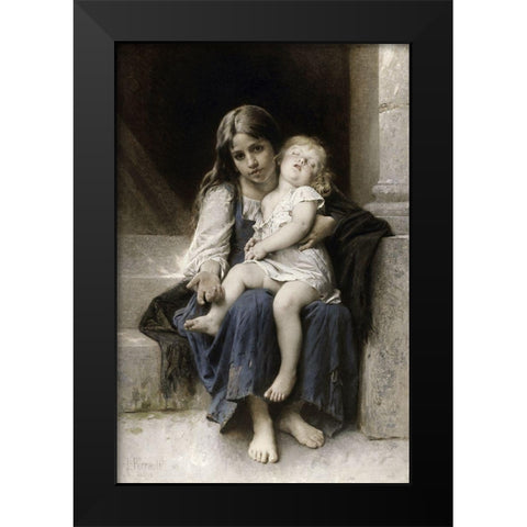 Sisters Black Modern Wood Framed Art Print by Perrault, Leon Jean Basile