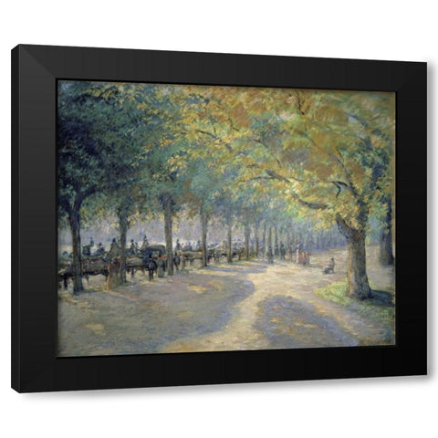 Hyde Park, London Black Modern Wood Framed Art Print with Double Matting by Pissarro, Camille