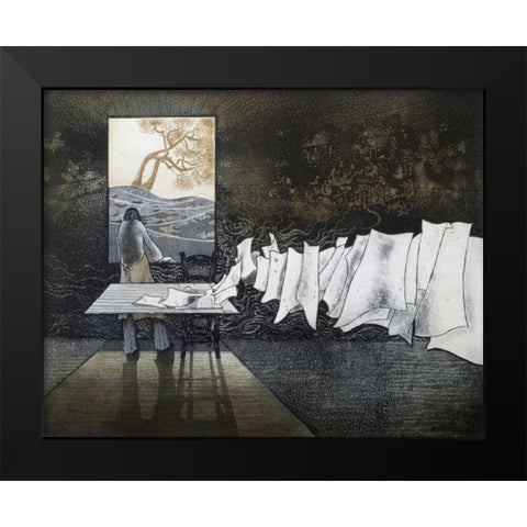 Thinker of Images Le Penseur dImages Black Modern Wood Framed Art Print by Pilchart, Jean