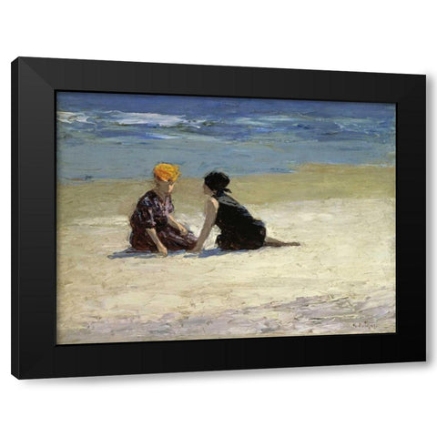 Confidences Black Modern Wood Framed Art Print with Double Matting by Potthast, Edward Henry