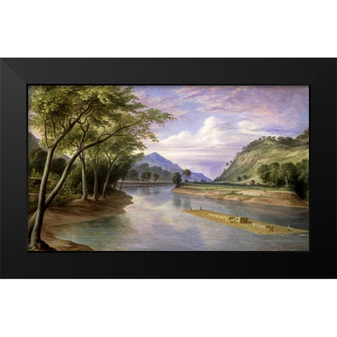 The Ohio River Near Marietta Black Modern Wood Framed Art Print by Pratt, Henry Cheever
