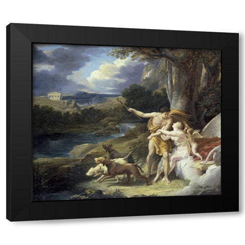 Venus and Adonis Black Modern Wood Framed Art Print with Double Matting by Regnault, Alexandre Georges H.