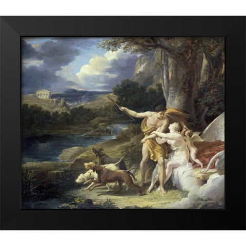 Venus and Adonis Black Modern Wood Framed Art Print by Regnault, Alexandre Georges H.