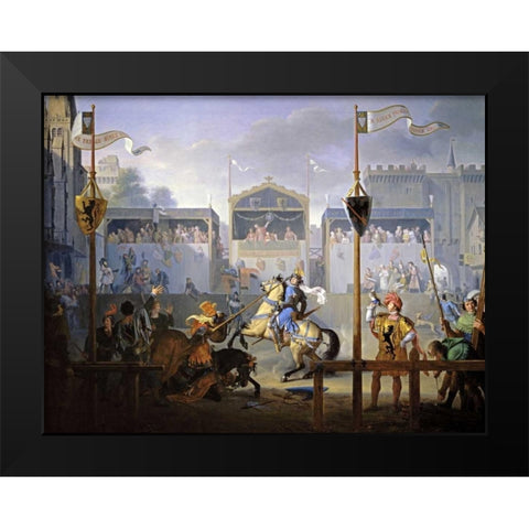 A Fourteenth Century Tournament Black Modern Wood Framed Art Print by Revoil, Pierre Henri