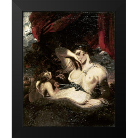 Venus and Amor Black Modern Wood Framed Art Print by Reynolds, Joshua