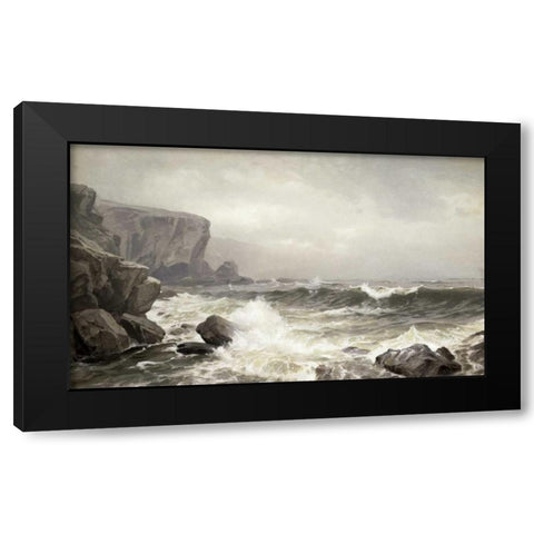Crashing Surf Black Modern Wood Framed Art Print by Richards, William Trost