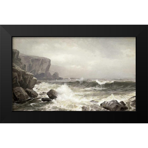 Crashing Surf Black Modern Wood Framed Art Print by Richards, William Trost