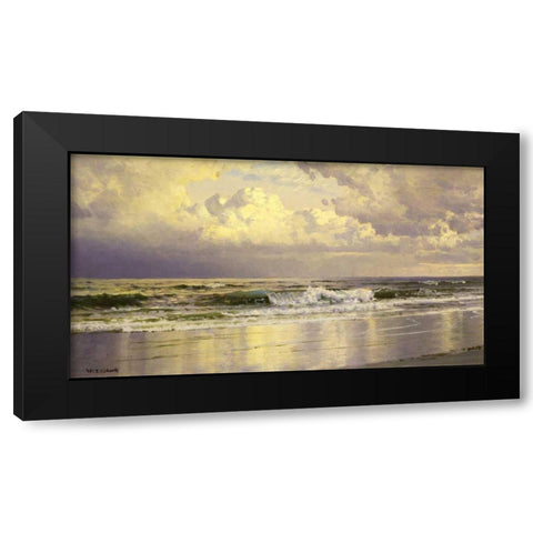 Seascape Black Modern Wood Framed Art Print with Double Matting by Richards, William Trost
