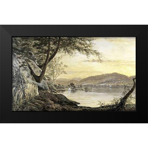 Sunset on the Lake Black Modern Wood Framed Art Print by Robbins, Horace Wolcott