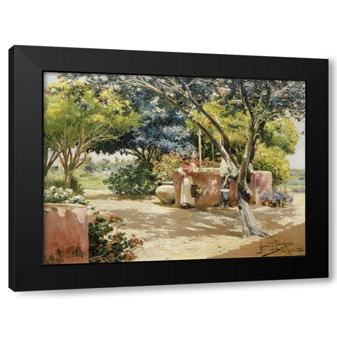 By the Well Black Modern Wood Framed Art Print with Double Matting by Rodriguez, Manuel Garcia