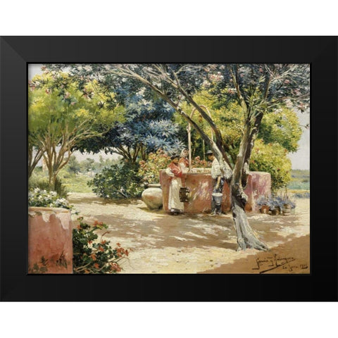 By the Well Black Modern Wood Framed Art Print by Rodriguez, Manuel Garcia