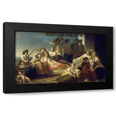 Muses and Graces Black Modern Wood Framed Art Print with Double Matting by Rossiter, Thomas Prichard
