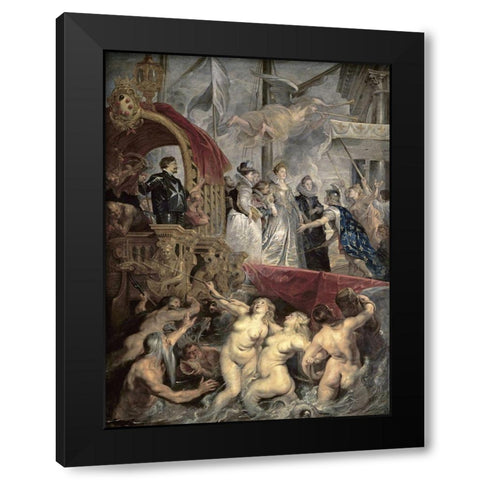 Landing at Marseilles (Life of Marie de Medici, Queen of France) Black Modern Wood Framed Art Print with Double Matting by Rubens, Peter Paul