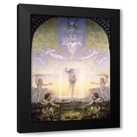 Morning Black Modern Wood Framed Art Print by Runge, Philipp Otto