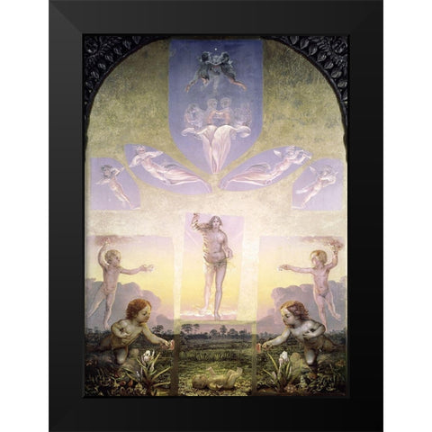 Morning Black Modern Wood Framed Art Print by Runge, Philipp Otto