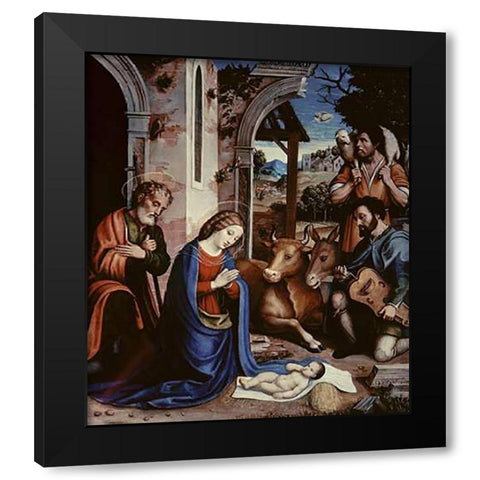 The Holy Family Black Modern Wood Framed Art Print by Sacchi, Andrea