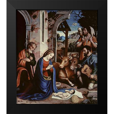 The Holy Family Black Modern Wood Framed Art Print by Sacchi, Andrea