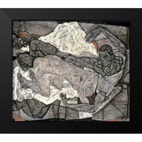 Liebespaar - Mann Und Frau I Black Modern Wood Framed Art Print by Schiele, Egon