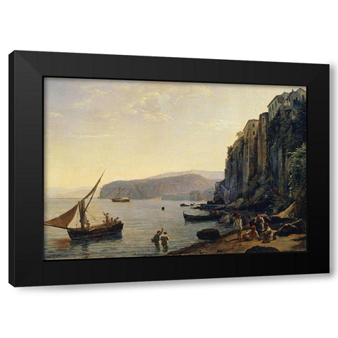 View of Sorrento, Near Naples Black Modern Wood Framed Art Print by Shchedrin, Silvestr Feodosevich