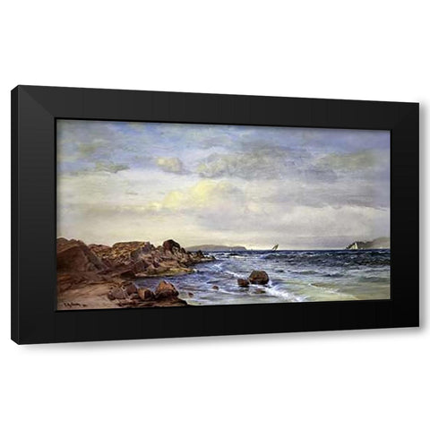 New England Coast Black Modern Wood Framed Art Print with Double Matting by Silva, Francis Augustus