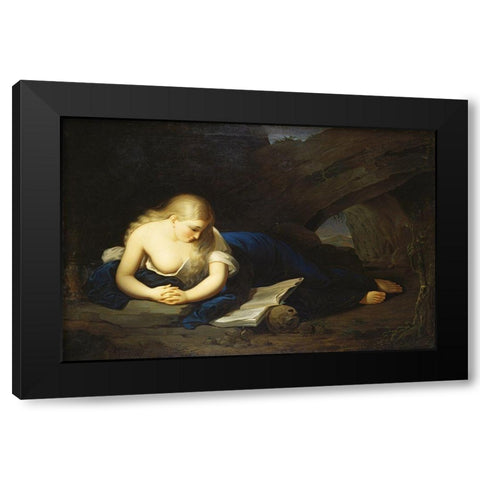 Penitent Magdelen Black Modern Wood Framed Art Print with Double Matting by Sully, Thomas