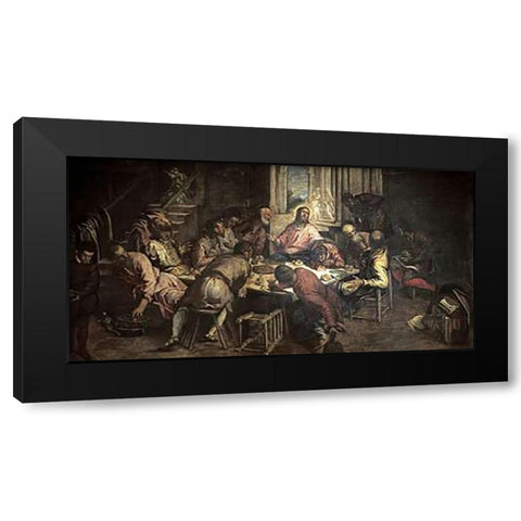 The Last Supper Black Modern Wood Framed Art Print by Tintoretto, Jacopo