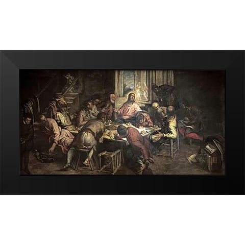 The Last Supper Black Modern Wood Framed Art Print by Tintoretto, Jacopo