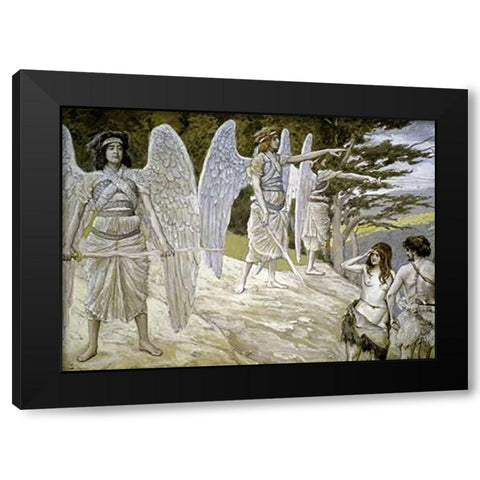 Adam and Eve Driven from Paradise Black Modern Wood Framed Art Print with Double Matting by Tissot, James